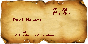 Paki Nanett névjegykártya